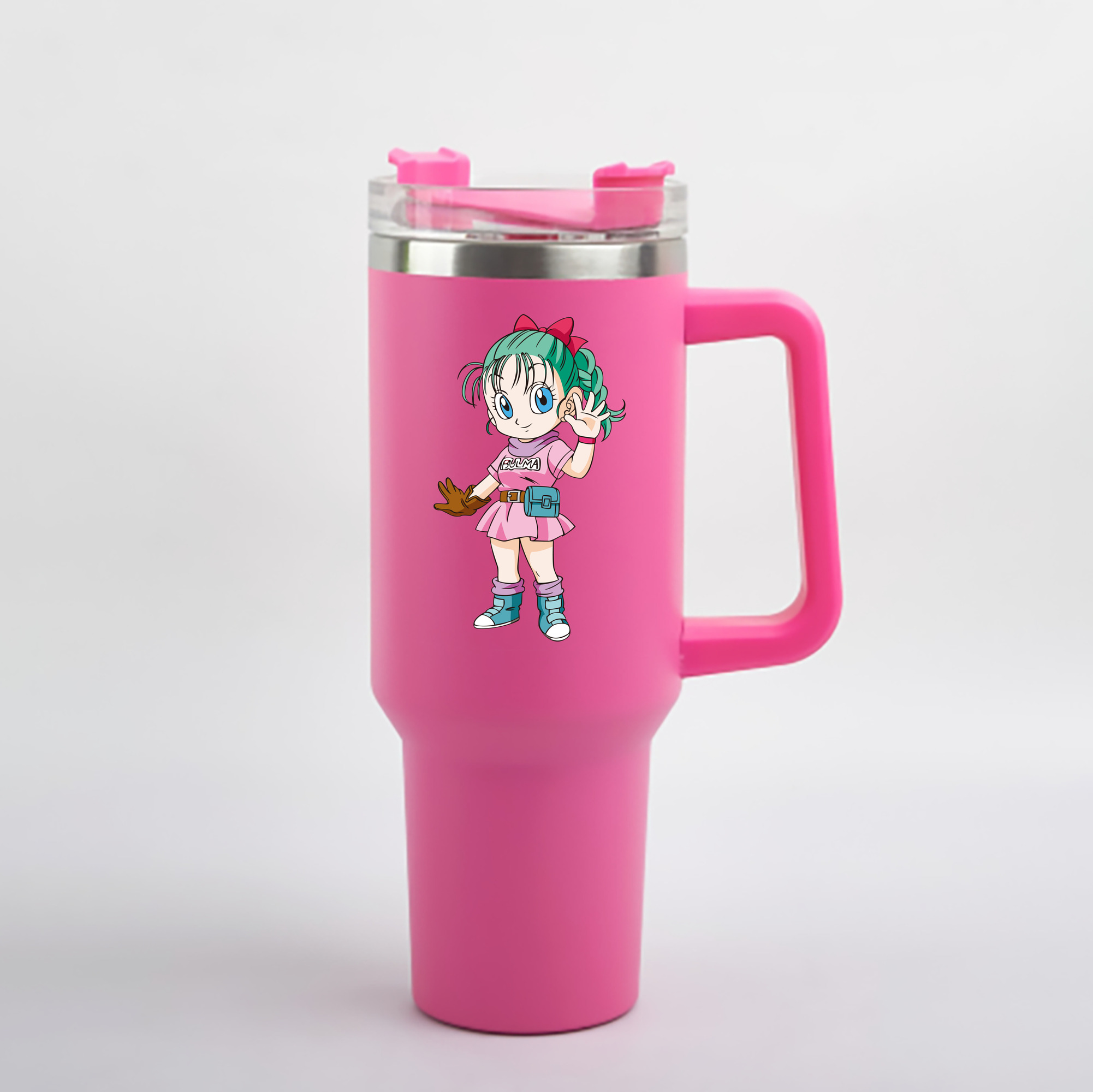 （画像用） ドラゴンボール ブルマ DRAGON BALL Bulma 1200mL車用タンブラー - クリスタルステッカー（プラスチックストロー付き）